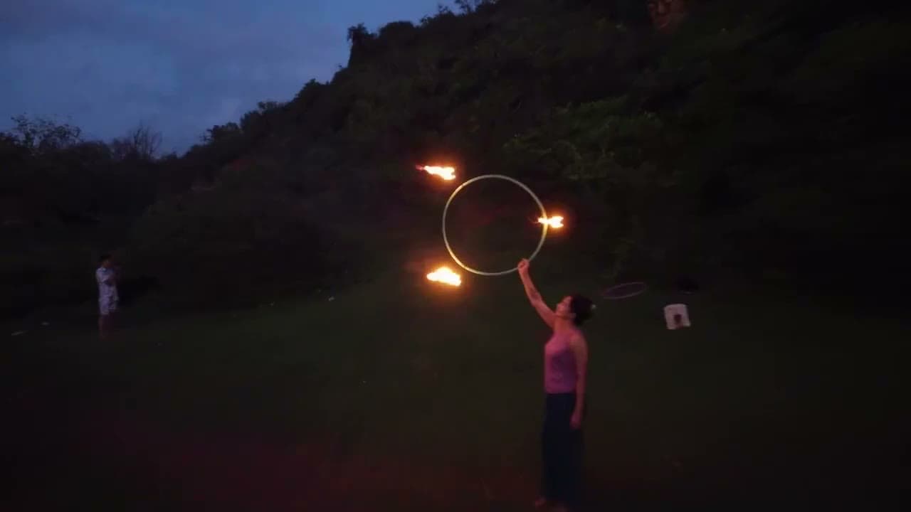 Devina Prasad leading a hoop dance session